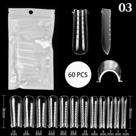 Tip molde acrygel forma U Rectos 60 unidades