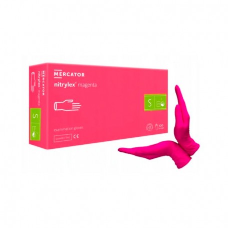 GUANTES NITRILO MAGENTA TALLA S 100 unid.