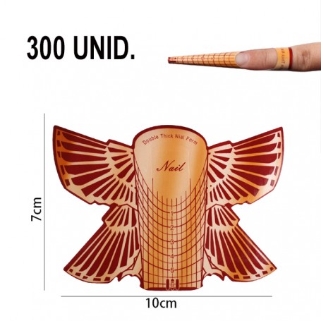 300 Moldes para uñas esculpidas en gel y acrílico (PAJARO DORADO)