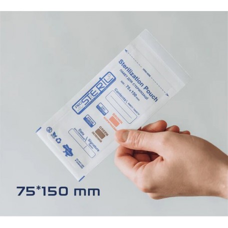 Bolsas para esterilización de instrumentos por calor seco 75x150 mm Prosteril 100 unidades color blanco