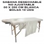 Sábana NO ajustable sin plastificar color blanca 80 x 200 cm bolsa 10 unid.