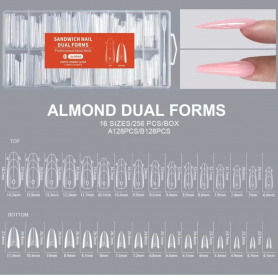 Moldes duales tipo sanwich para uñas almond 256und