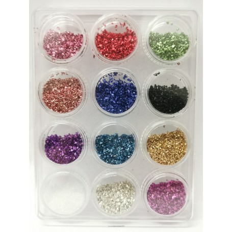 Caja surtido de piedrecitas para decoración.