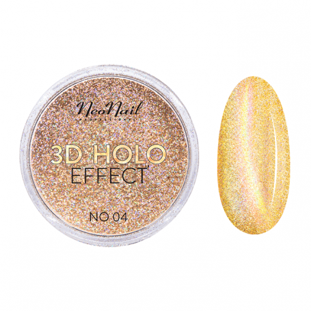 3D HOLO effect, uñas metalizadas oro, NO-04