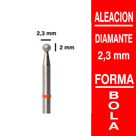 Fresa cabezal de diamante grano fino - bola 2,3 mm