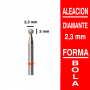 Fresa cabezal de diamante grano fino - bola 2,3 mm
