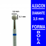 Fresa cabezal de diamante grano medio - bola 3,5 mm