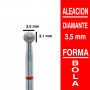 Fresa cabezal de diamante grano fino - bola 3,5 mm