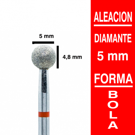 Fresa cabezal de diamante grano fino - bola 5 mm