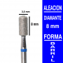 Fresa cabezal de diamante grano mediano - barril 8 x 3,5 mm