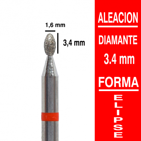 Fresa cabezal de diamante grano fino - Elipse 3,4 mm