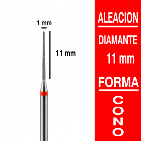 Fresa cabezal de diamante grano fino - cono 1x11 mm