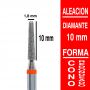 Fresa cabezal de diamante grano fino - cono redondeado 1,8x10 mm