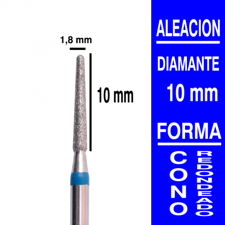 Fresa cabezal de diamante grano mediano - cono redondeado 1,8x10 mm