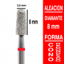 Fresa cabezal de diamante grano fino - cono redondeado 3,5x8 mm