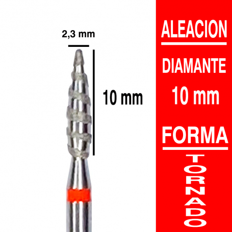 Fresa cabezal de diamante grano fino - TORNADO 2,3x10 mm