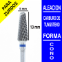Fresa cabezal de carburo de tungsteno grano medio Cono 5 mm para zurdos