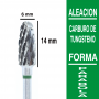 Fresa cabezal de carburo de tungsteno grano grueso forma parábola  6 mm (Retirar acrílico)