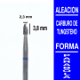 Fresa cabezal de carburo de tungsteno grano medio forma parabola 2,3 x 3,8 mm