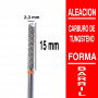 Fresa cabezal de carburo de tungsteno grano fino forma barril 2,3 mm