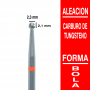 Fresa cabezal de carburo de tungsteno grano fino forma bola 2,3 mm