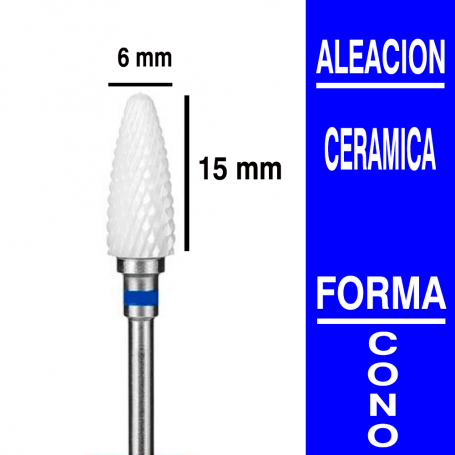 Fresa Cerámica cono GRANO MEDIO para gel y esmaltado