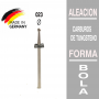 Fresa cabezal de carburo de tungsteno bola 2,3 mm Fabricación Alemana