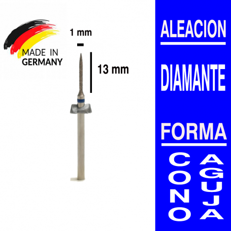 Fresa cabezal de diamante grano mediano - cono aguja 1x13 mm Fabricación Alemana