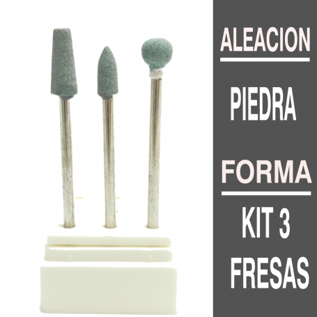 Juego de 3 fresas de piedra para cutícula