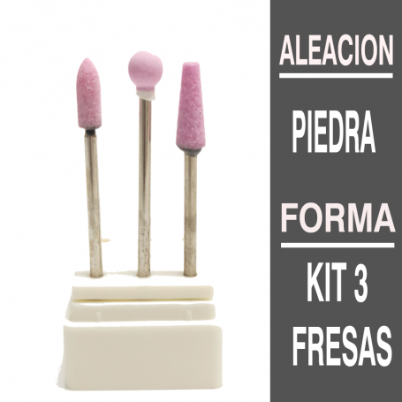 Juego de 3 fresas de piedra para cutícula Rosa