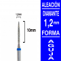 Fresa cabezal de diamante grano medio - cono aguja 1,2x10 mm