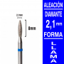 Fresa cabezal de diamante grano mediano - llama 2,1 x 8  mm