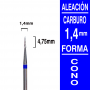 Fresa cabezal de carburo de tungsteno grano medio forma cono 1,4 x 4,75mm