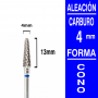 Fresa cabezal de carburo de tungsteno grano medio forma cono 4 x 13 mm