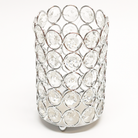 Organizador para pinceles y limas con decoración cristales plata mod14