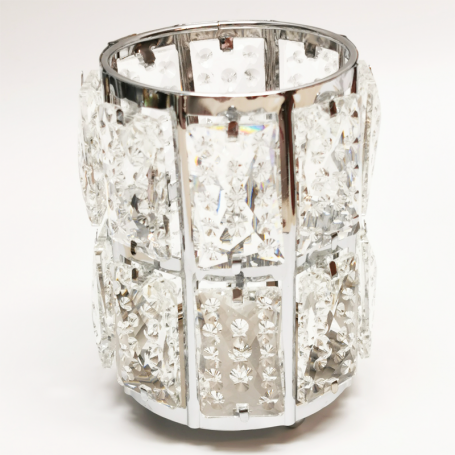 Organizador para pinceles y limas con decoración cristales plata mod15