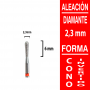 Fresa cabezal de diamante grano fino - Cono invertido 2,3x6 mm